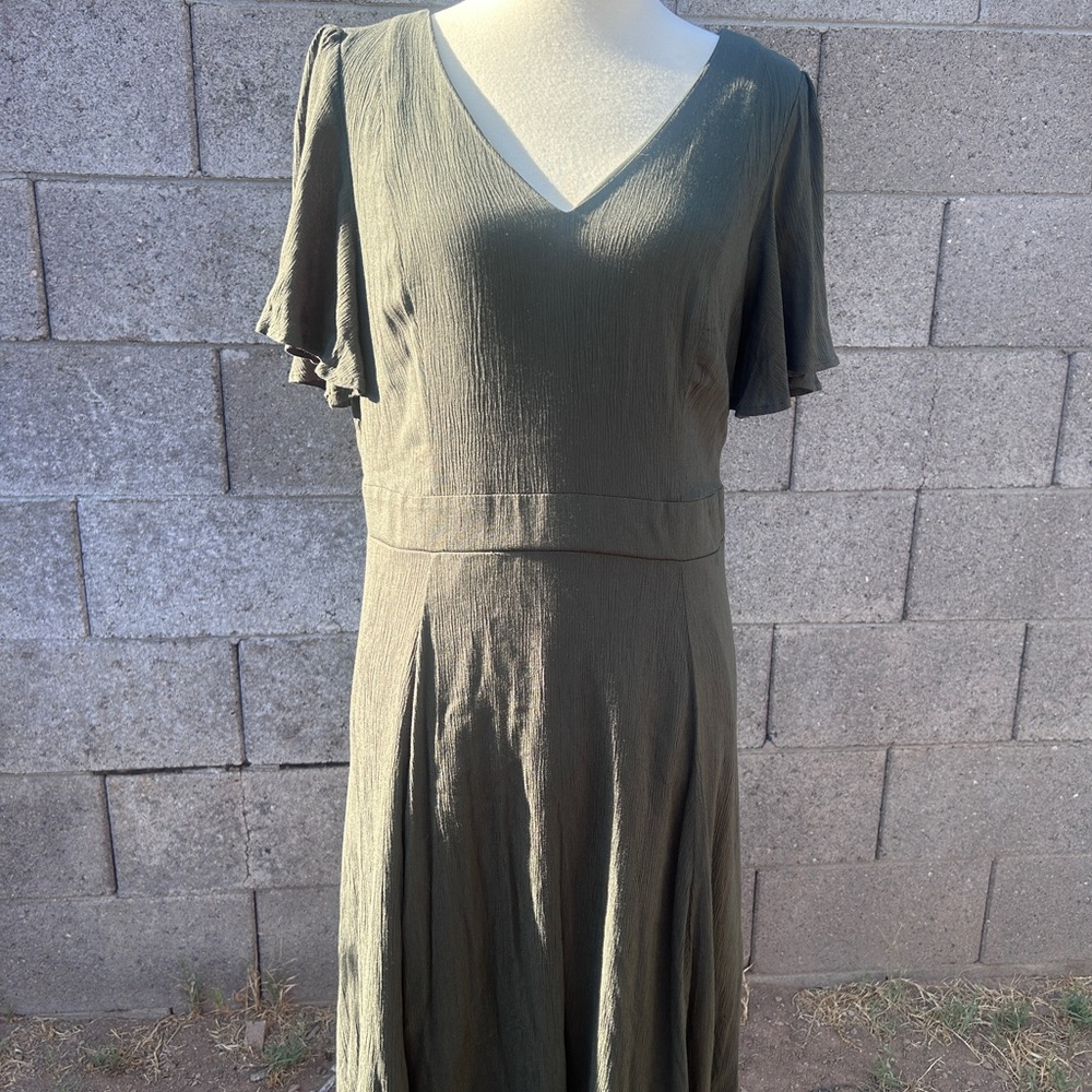 Torrid Green Flutter Sleeve V-Neck Dress